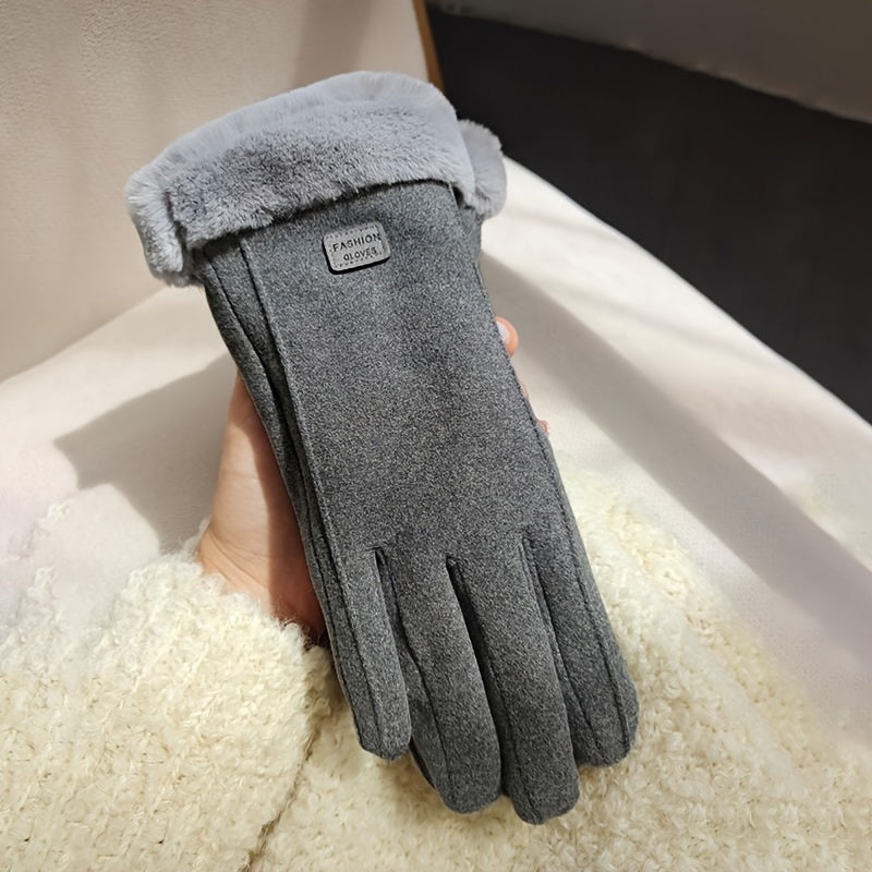 1 pair of all finger warm bicycle gloves - windproof,, stylish Women's winter gloves - hand wash only, perfect for autumn and winter seasons, the perfect gift for women